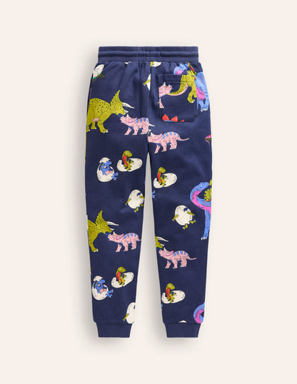 Printed Joggers-Multi Dino Family