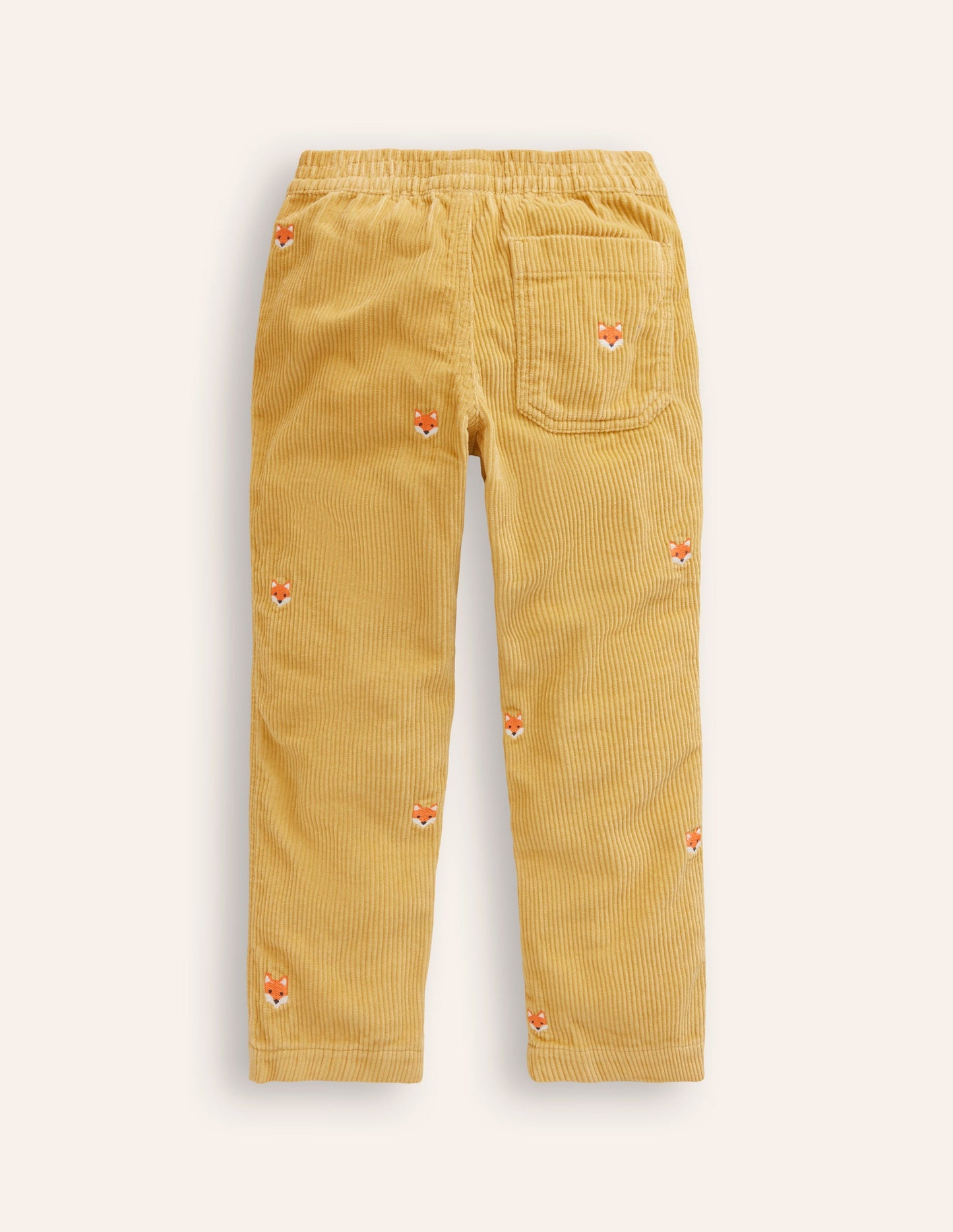 Pull-On Cord Trousers -Honeycomb Yellow Foxes