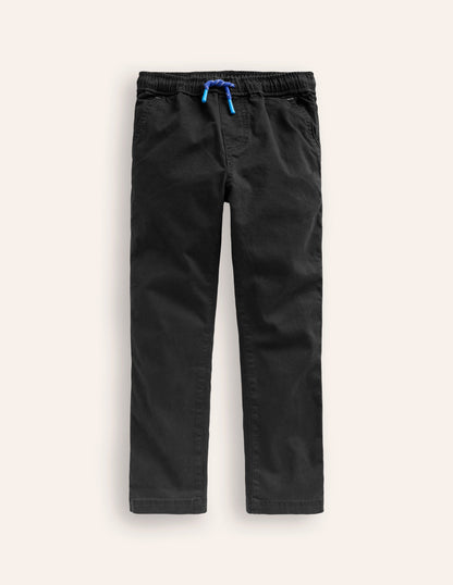 Slim Pull-On Trousers-Black