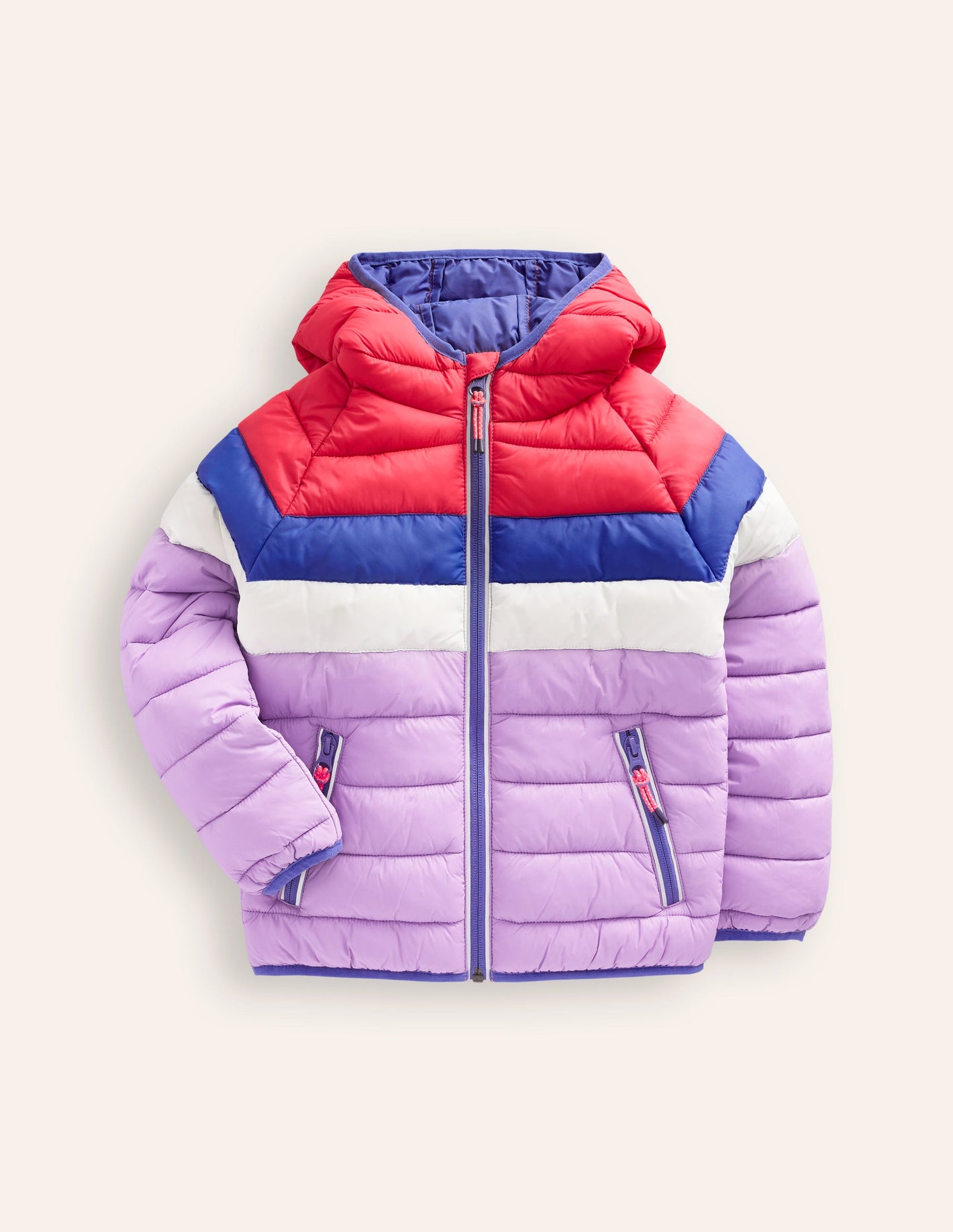 Pack-Away Padded Jacket-Aster Purple Colourblock