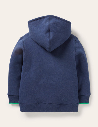 Shaggy-Lined Hoodie-College Navy Marl