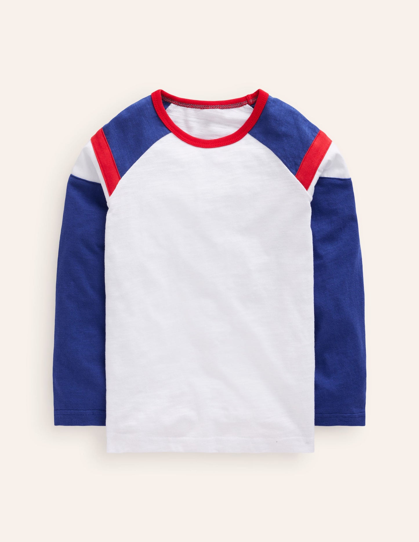 Long Sleeve Raglan T-shirt-Ivory/ Dazzling Blue