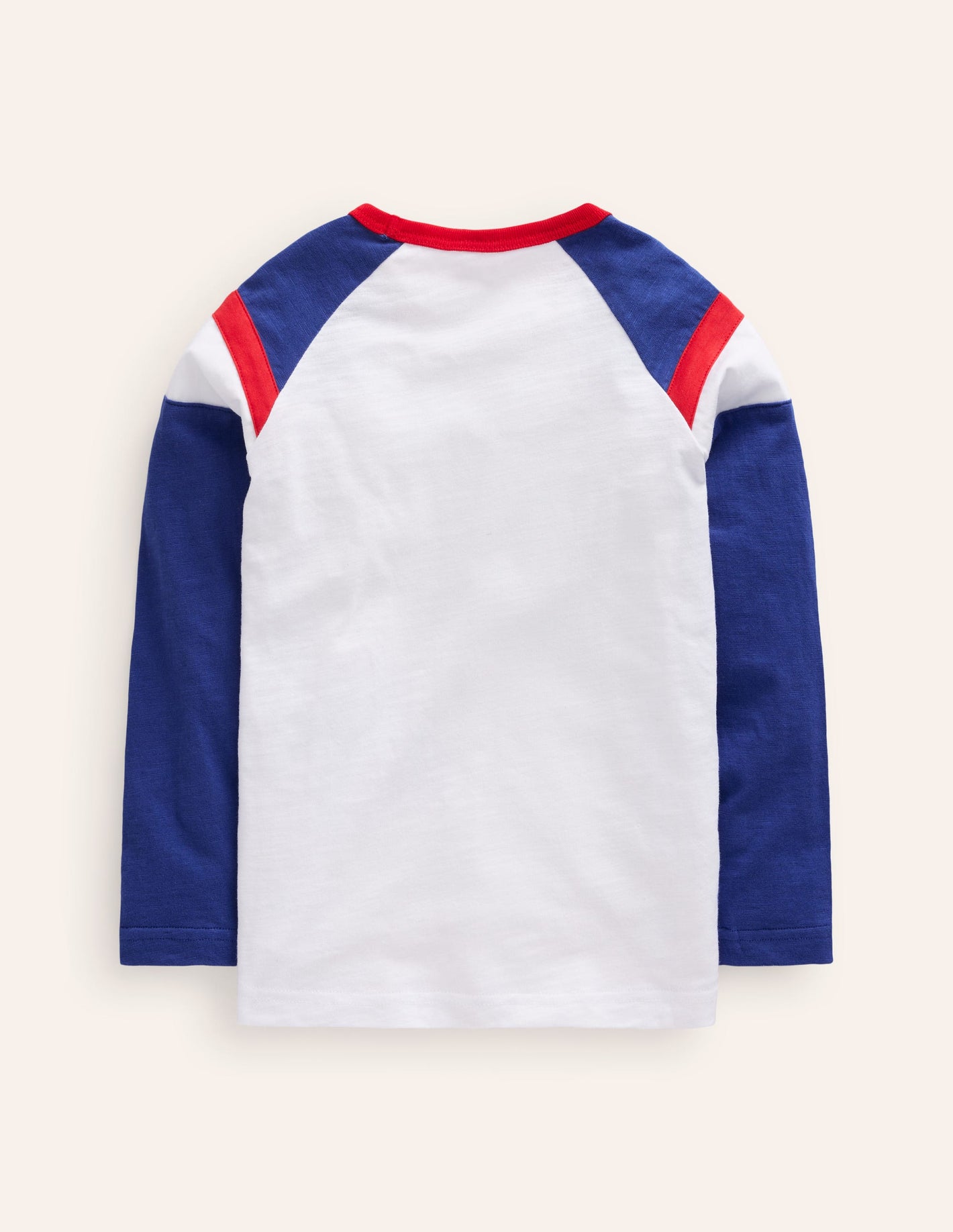 Long Sleeve Raglan T-shirt-Ivory/ Dazzling Blue