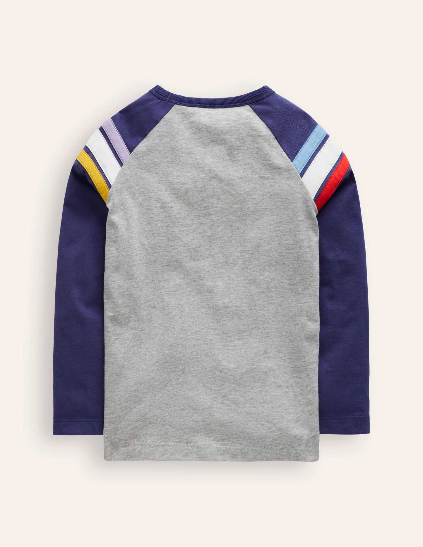 Long Sleeve Raglan T-shirt-Grey Marl/ Starboard Blue