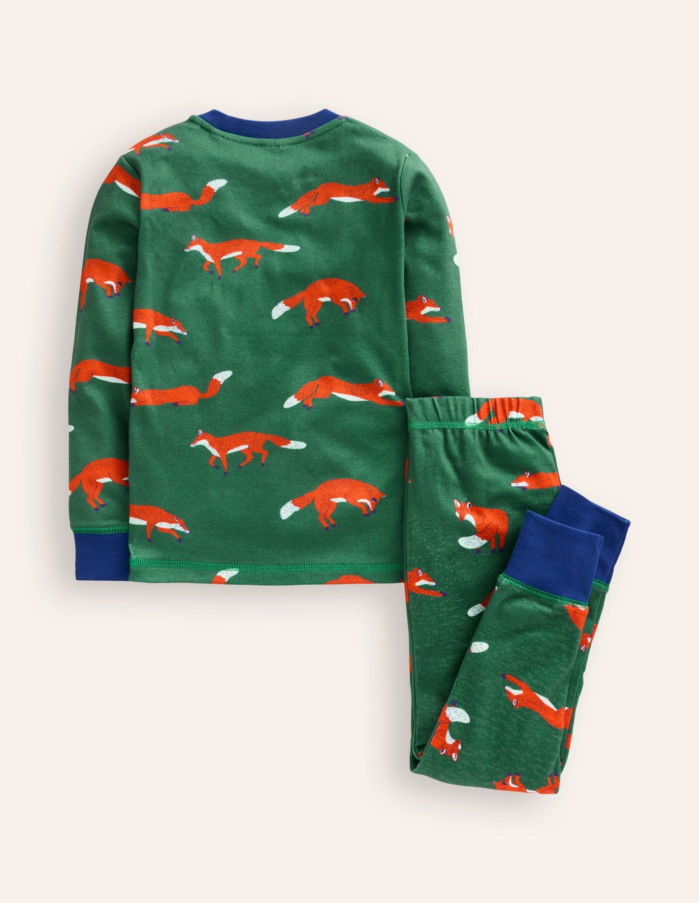 Snug Long John Pyjamas-Jewel Green Foxes