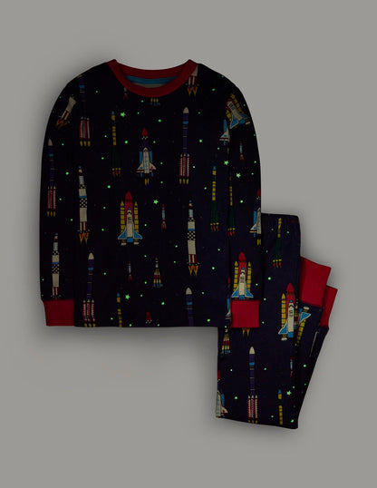 Snug Glow-In-The-Dark Pyjamas-Starboard Blue Rockets