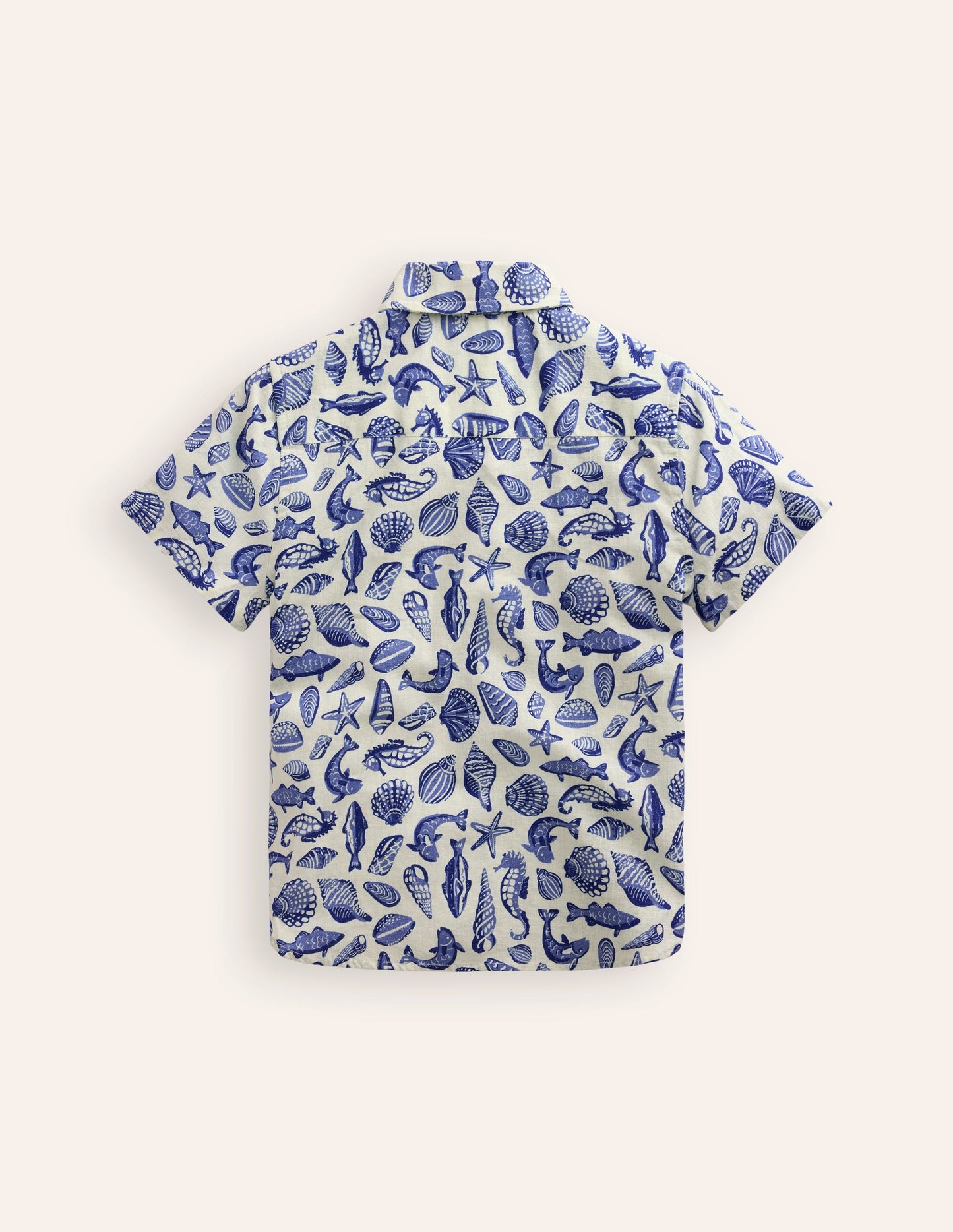 Cotton Linen Shirt-Sapphire Blue Seashore