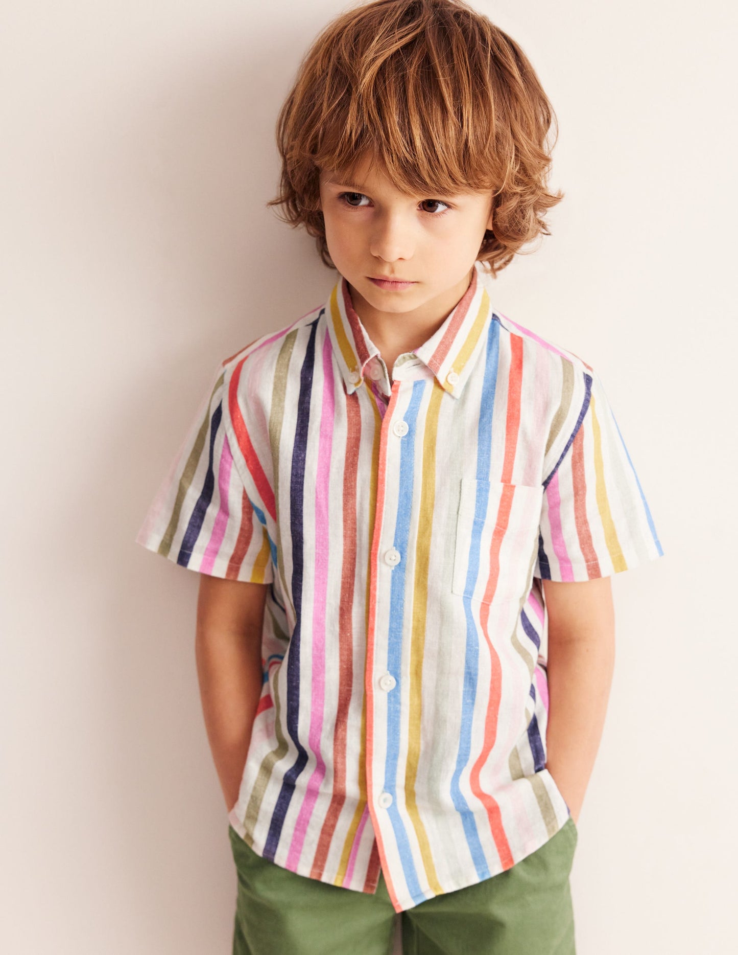 Cotton Linen Shirt-Multistripe