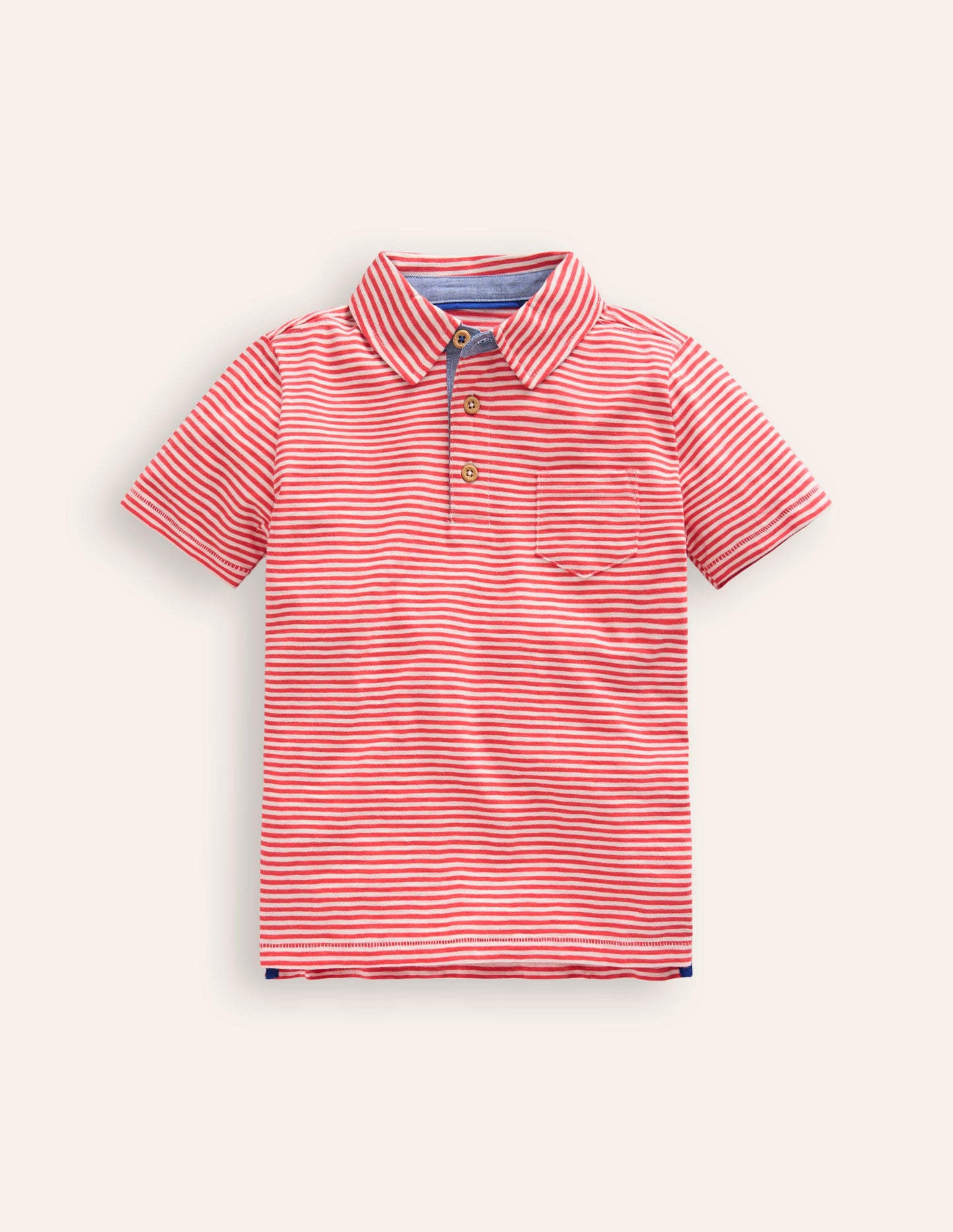 Slub Polo Shirt-Jam Red/ Vanilla Pod