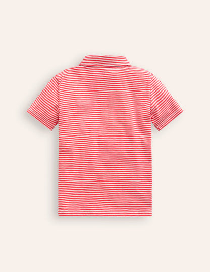 Slub Polo Shirt-Jam Red/ Vanilla Pod