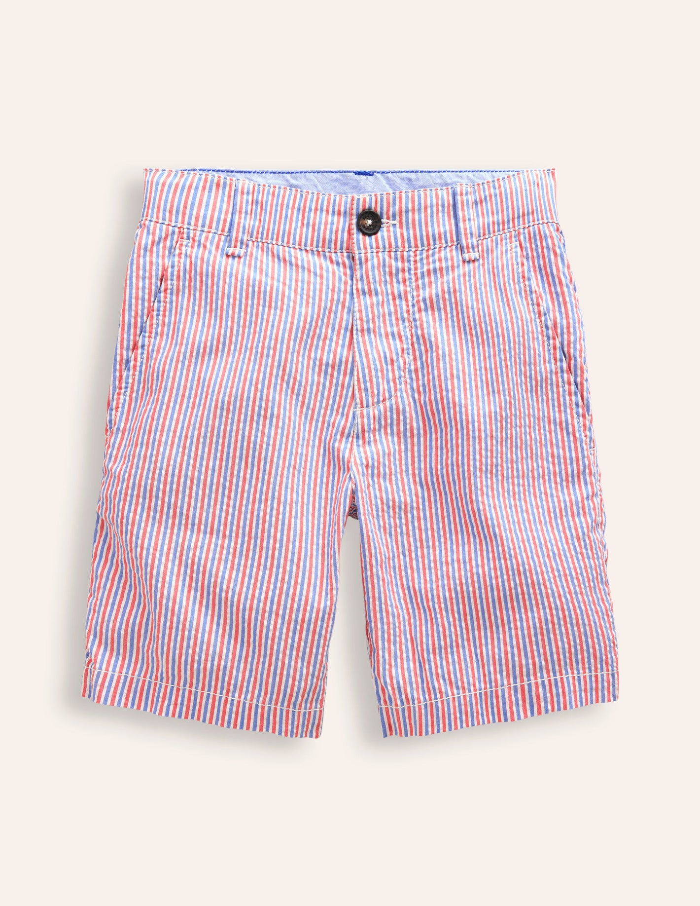 Seersucker Shorts-Jam Red/  Blue Stripe