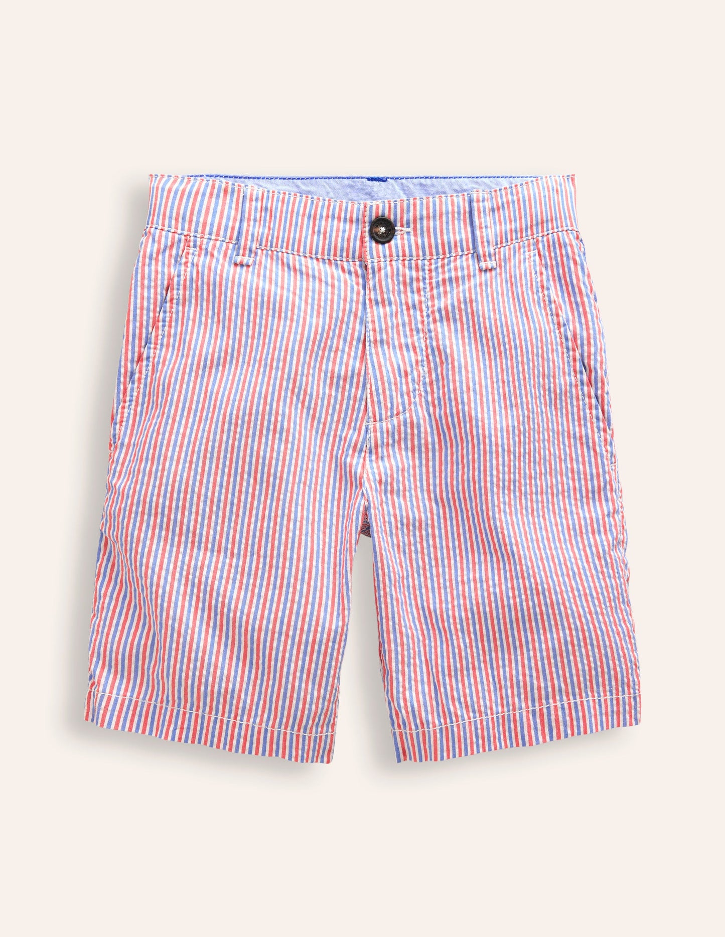 Seersucker Shorts-Jam Red/  Blue Stripe