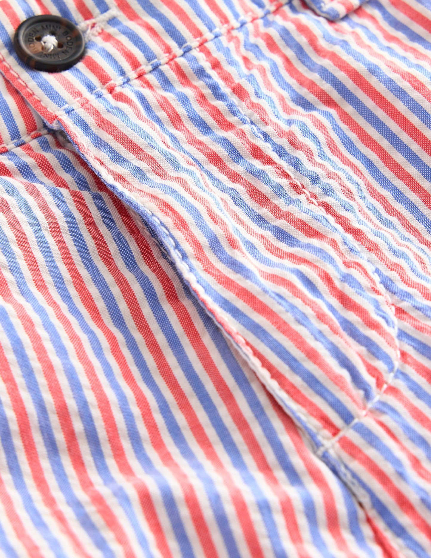 Seersucker Shorts-Jam Red/  Blue Stripe