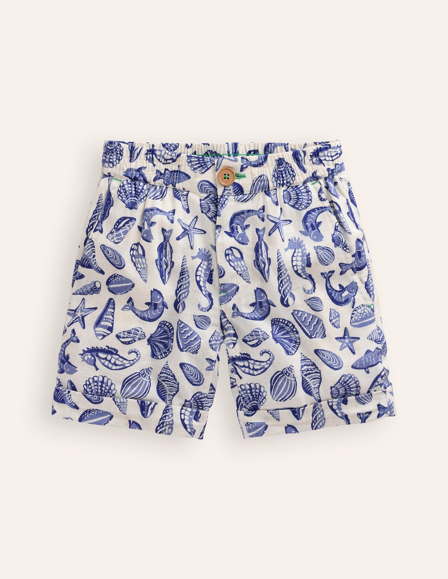 Smart Roll Up Shorts-Vintage Blue Seashore