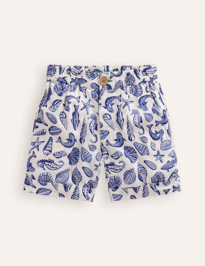 Smart Roll Up Shorts-Vintage Blue Seashore