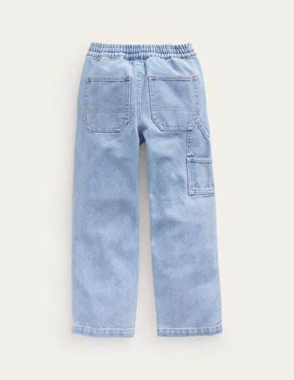 Pull-On Denim Trousers-Light Wash