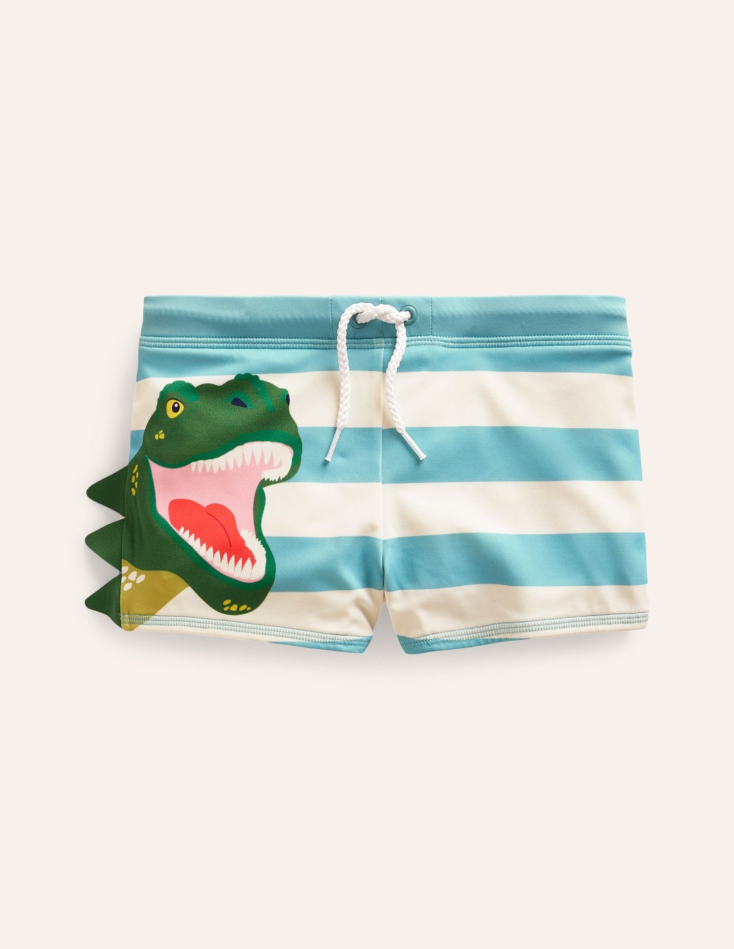 Swim Trunks-Aqua Sea/ Ivory Stripe Dino