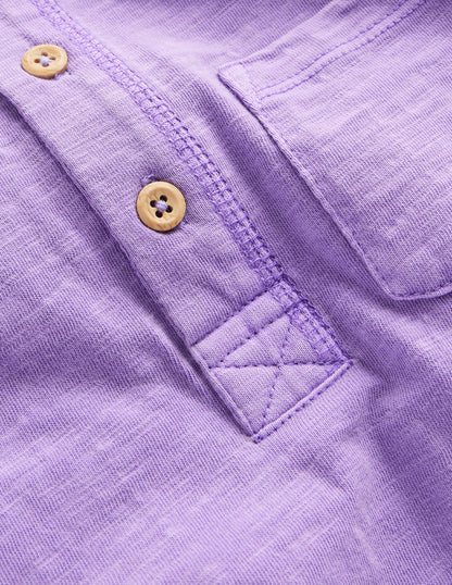 Washed Cotton Henley T-shirt-Soft Lavender