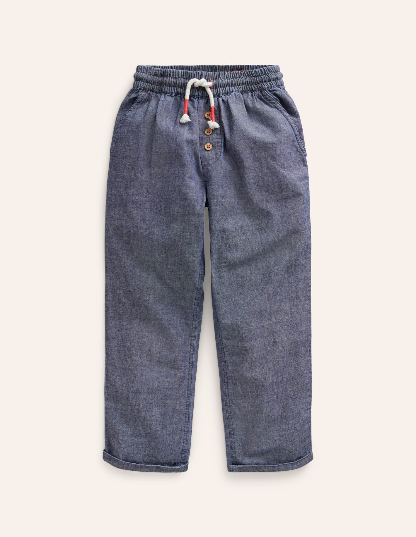 Summer Pull-On Trousers-Mid Chambray