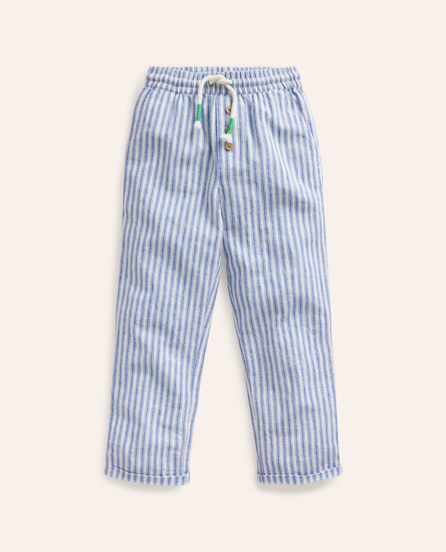 Summer Pull-On Trousers-Bluejay Ticking