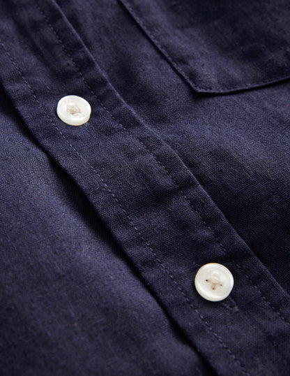 Cotton Linen Shirt-Navy