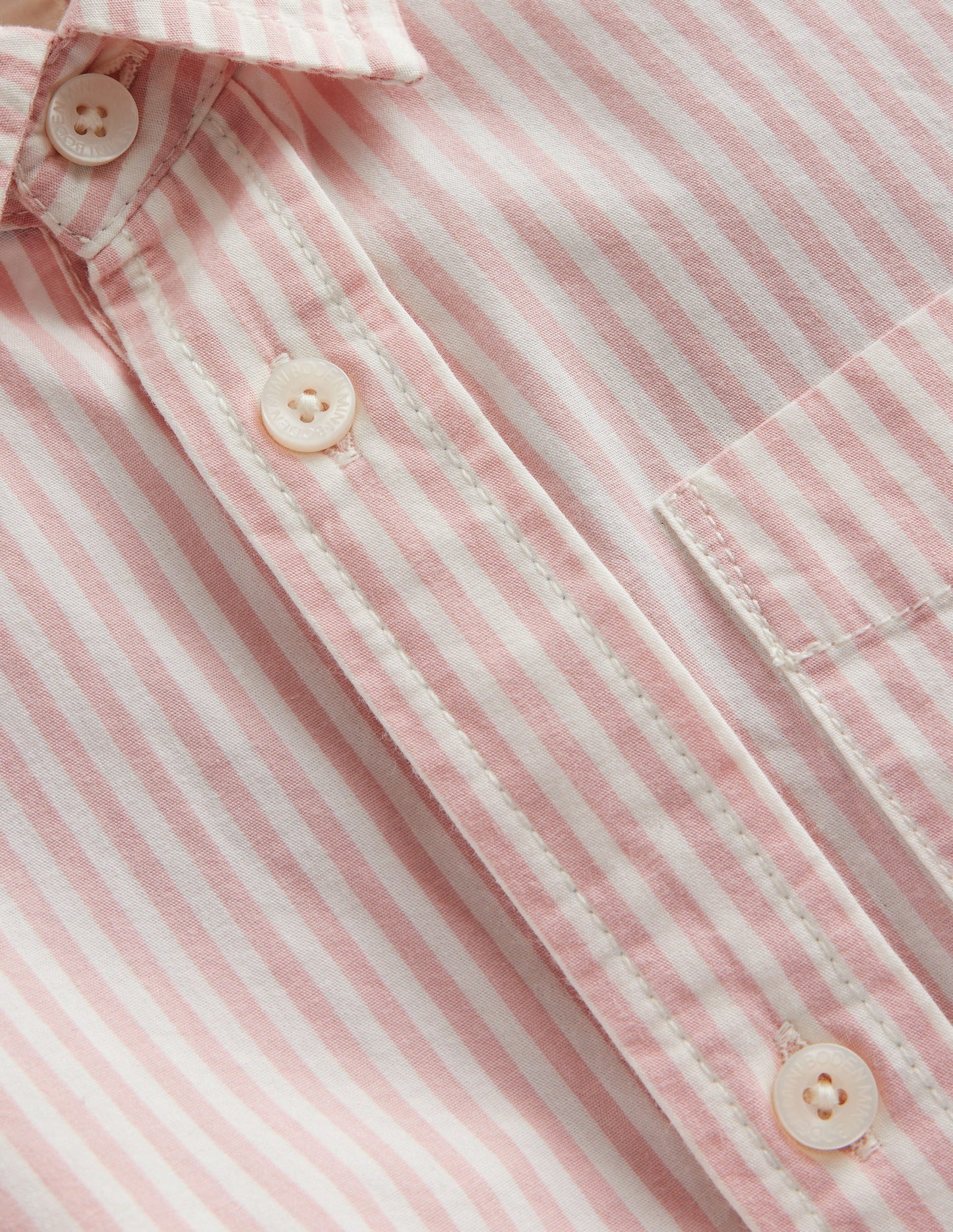 Cotton Shirt-French Pink/ Ivory Stripe