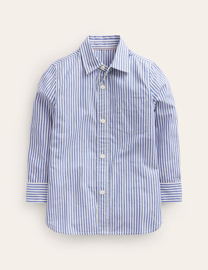 Cotton Shirt-Bluejay/Ivory Stripe