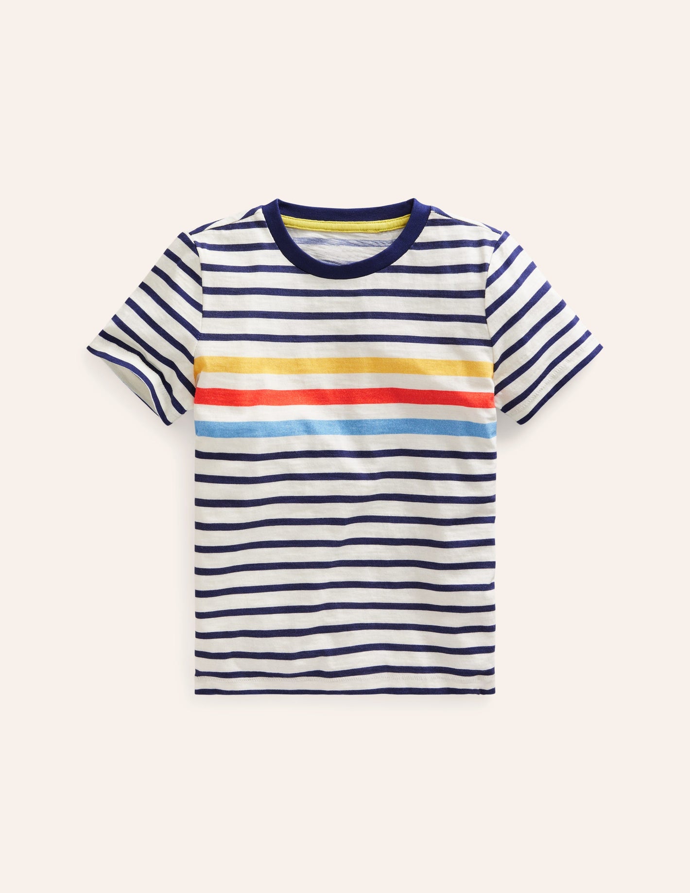 Rainbow Stripe Slub T-shirt-College Navy Multi Stripe