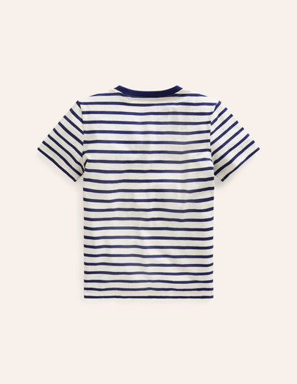 Rainbow Stripe Slub T-shirt-College Navy Multi Stripe