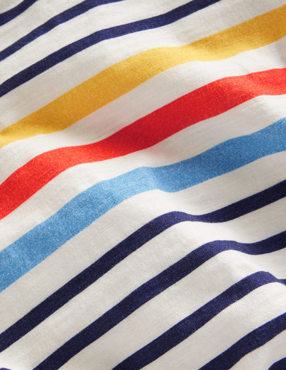 Rainbow Stripe Slub T-shirt-College Navy Multi Stripe