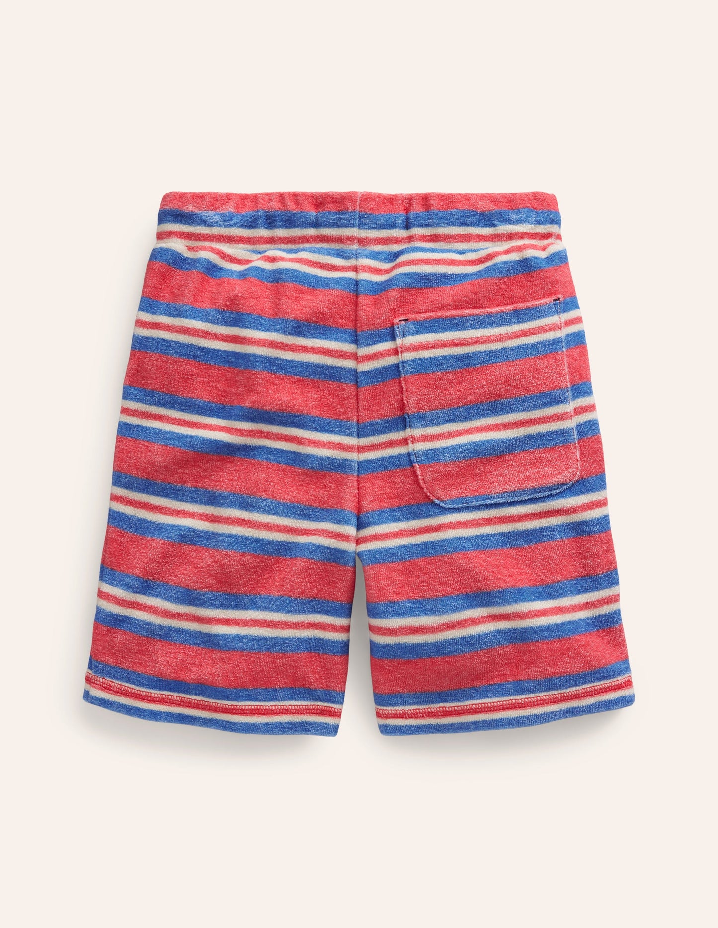 Towelling Sweat Shorts-Jam Red/ Cabana Blue Stripe