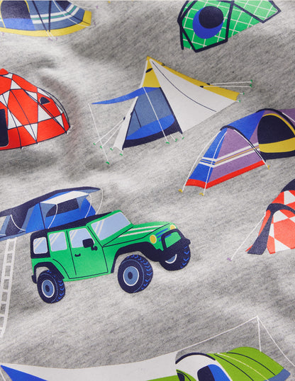 Printed Tents T-shirt-Grey Marl Tents