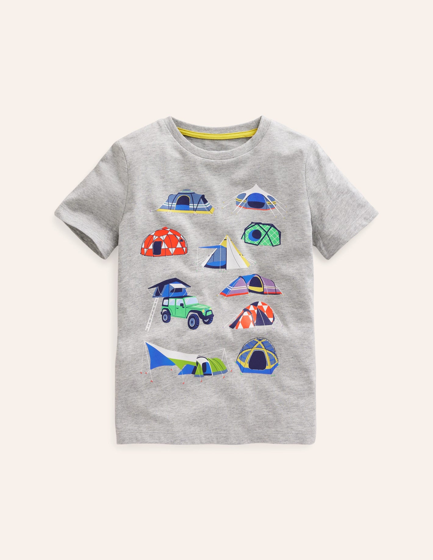 Printed Tents T-shirt-Grey Marl Tents