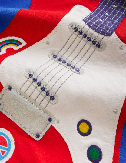 Appliqué Guitar T-shirt-Duck Egg Blue Guitar