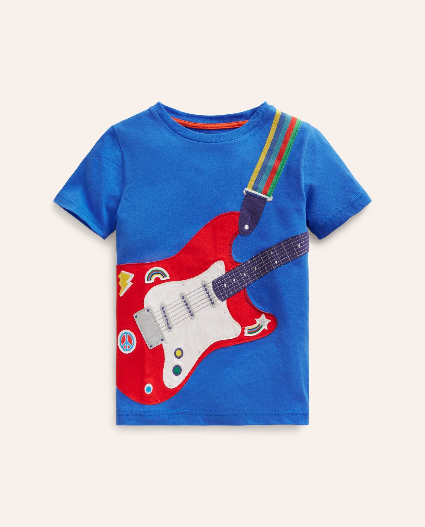 Appliqué Guitar T-shirt-Duck Egg Blue Guitar