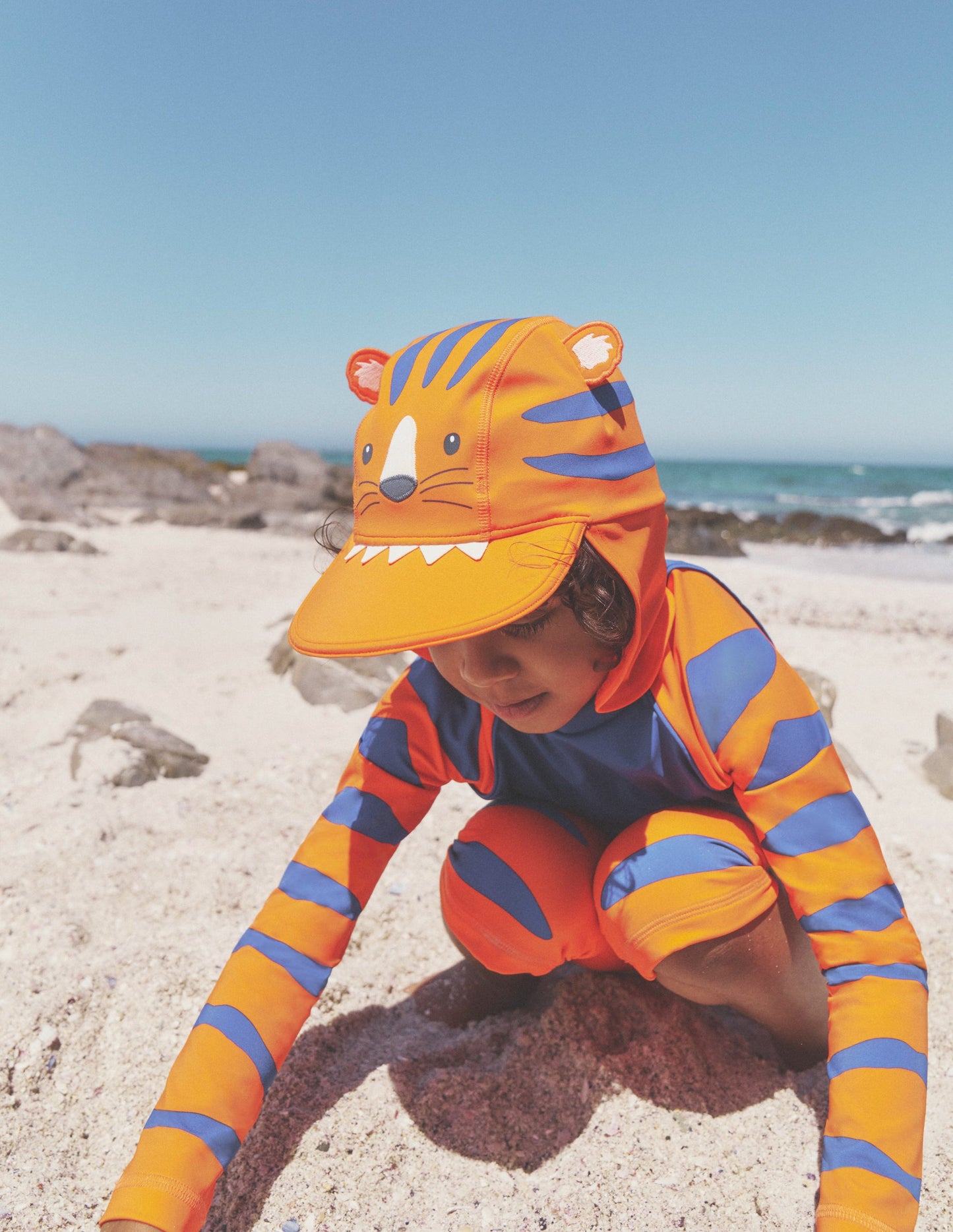 Sun Safe Swim Hat-Orange Tiger