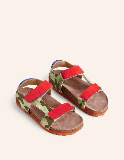 Leather Sandal-Camo Print