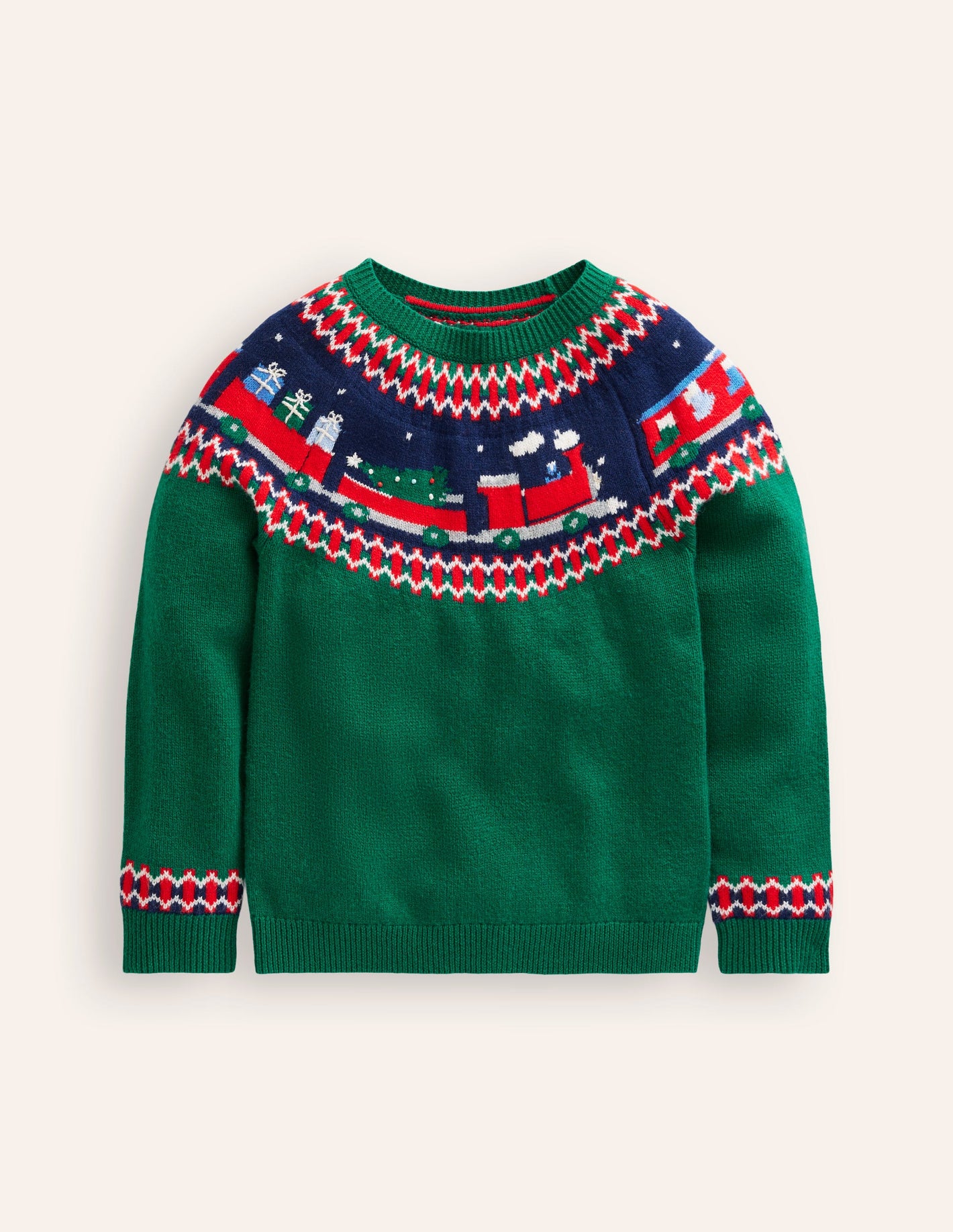 Fair Isle Jumper -Jewel Green Train