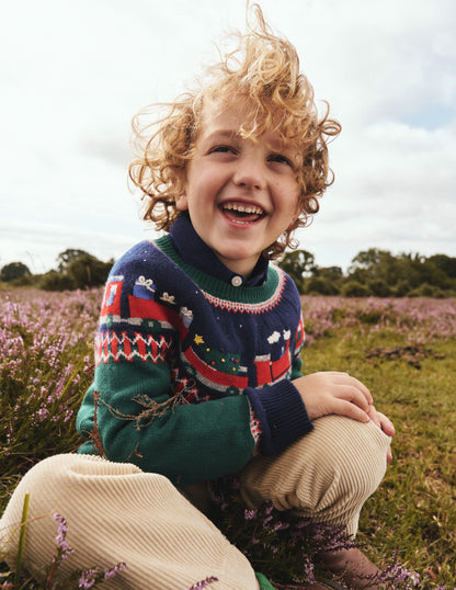 Fair Isle Jumper -Jewel Green Train