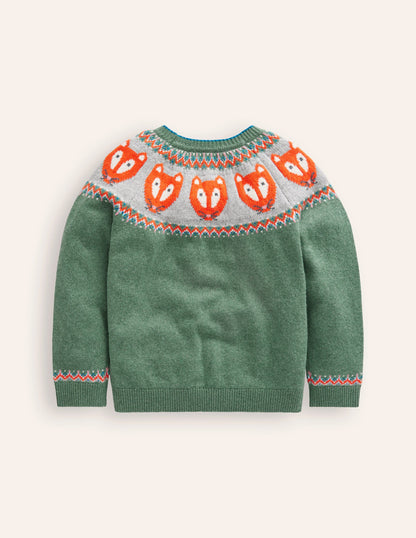 Fair Isle Jumper-Spruce Green Marl