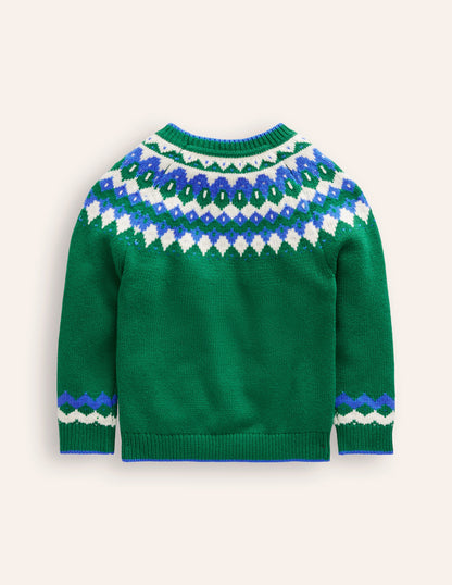 Fair Isle Jumper-Ivy Green