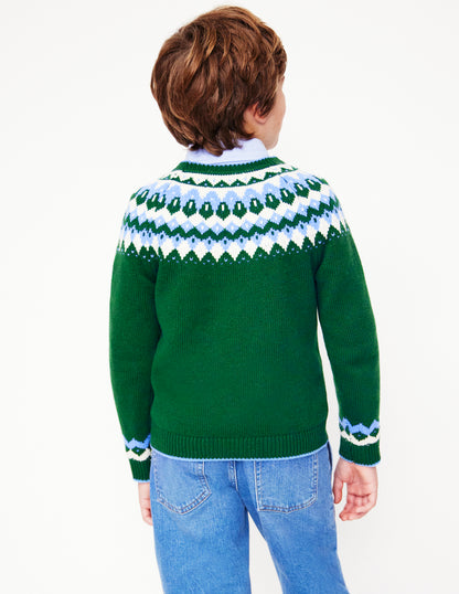 Fair Isle Jumper-Ivy Green