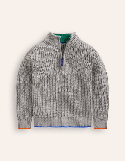 Heritage Half-Zip Jumper -Grey Marl