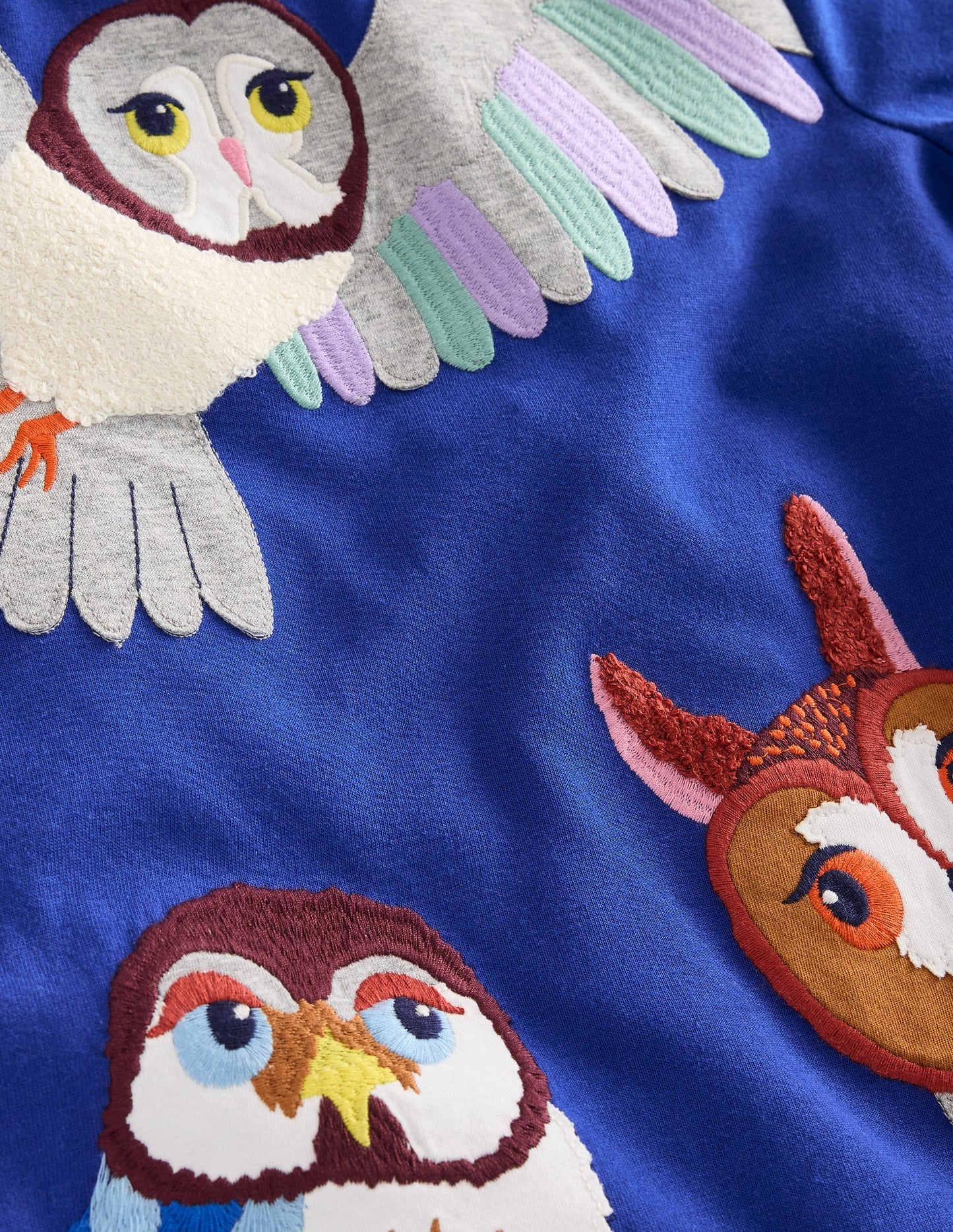 Owl Applique T-Shirt-Sapphire Blue Owls