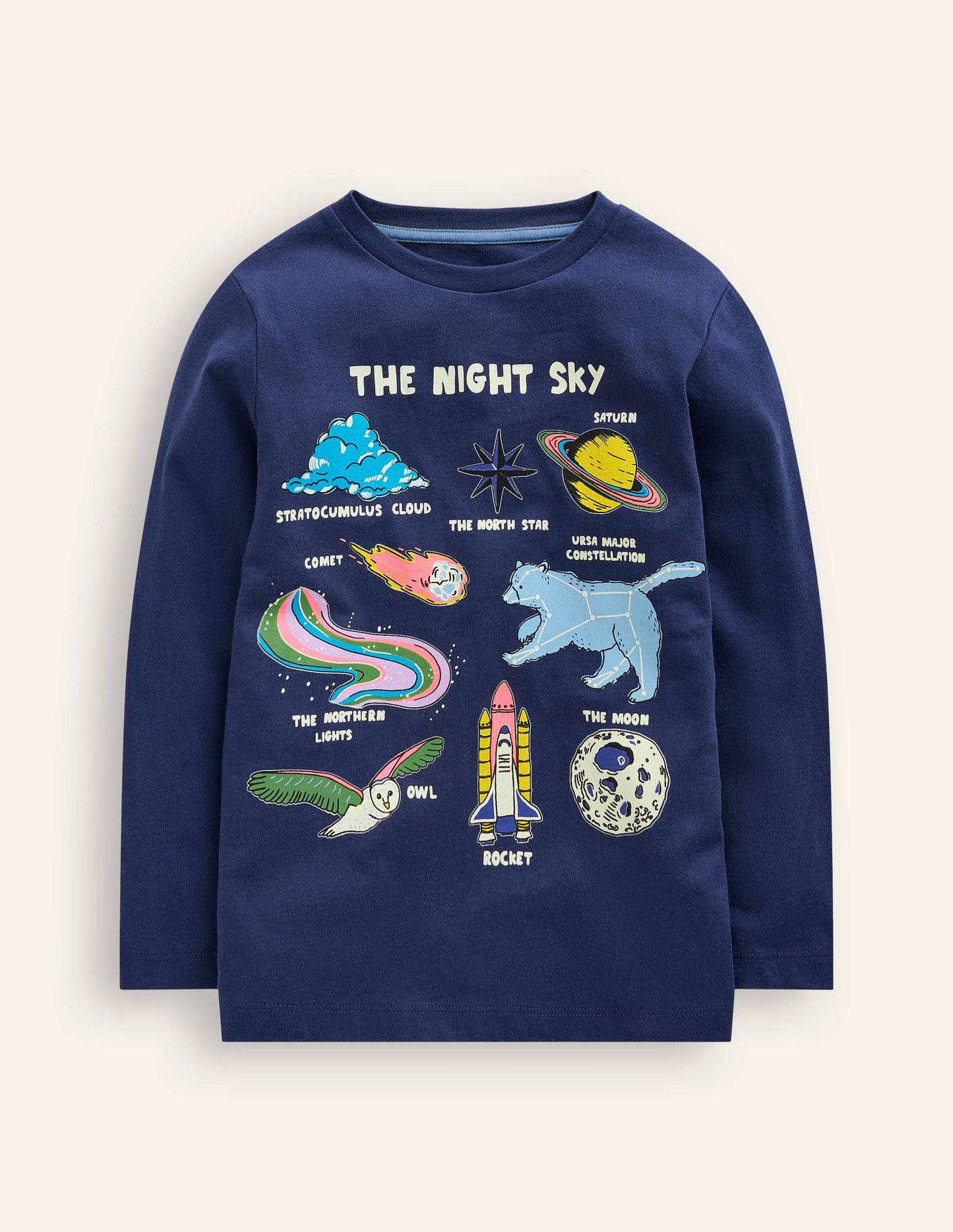 Glow-In-The-Dark T-Shirt-College Navy Night Sky