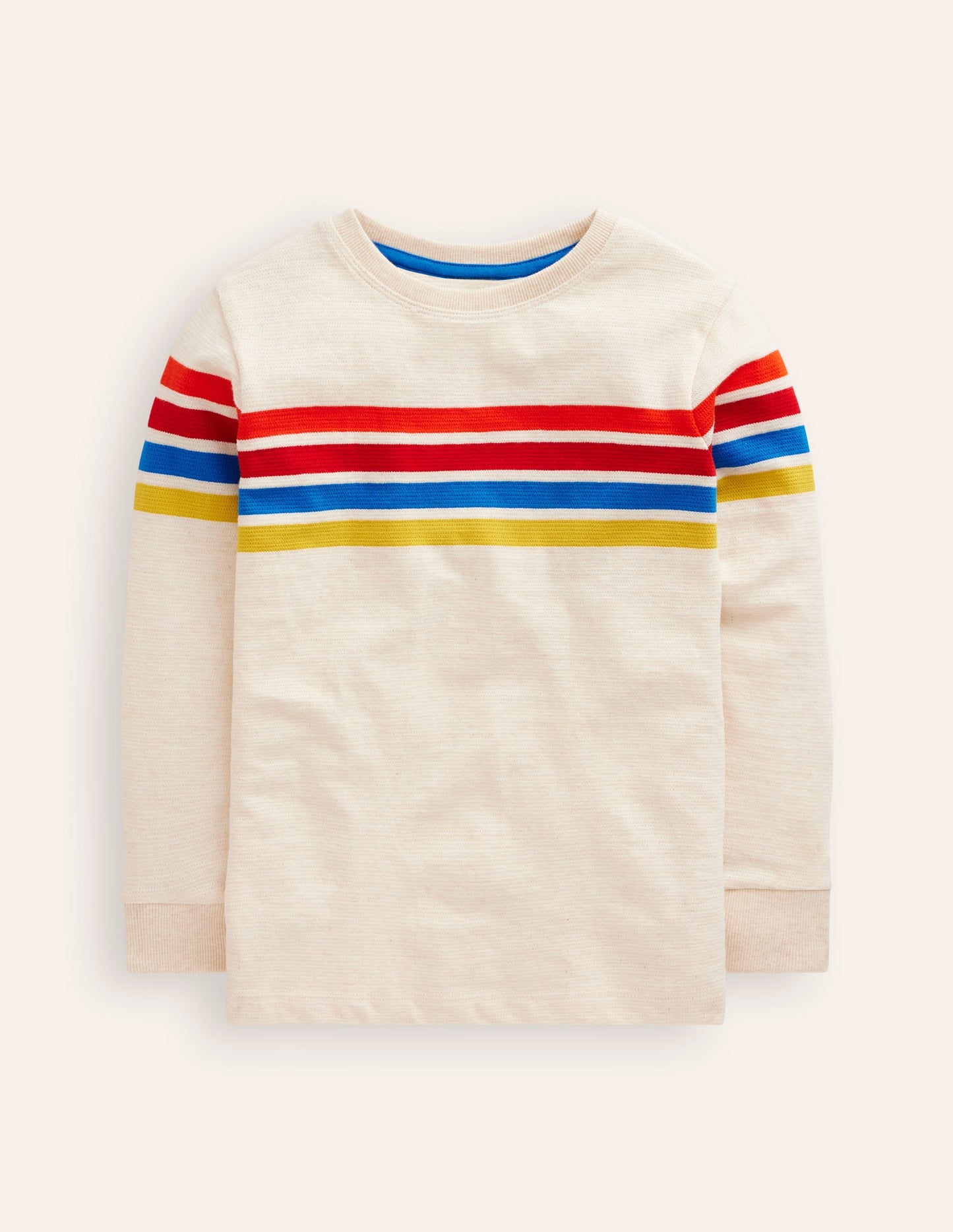 Textured T-Shirt-Oatmeal Marl Chest Stripe