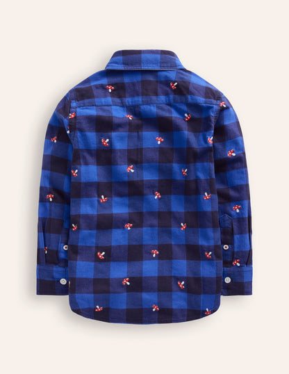 Cosy Cotton Check Shirt-Embroidered Toadstool Check