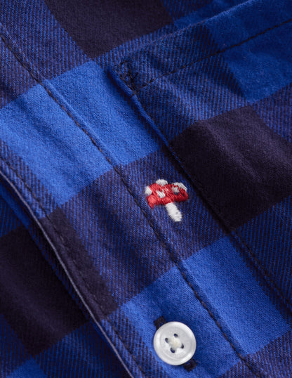 Cosy Cotton Check Shirt-Embroidered Toadstool Check