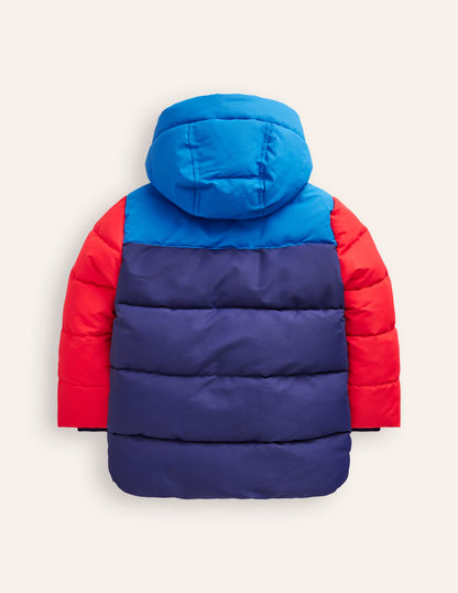 Fleece Lined Padded Coat-College Navy Colourblock