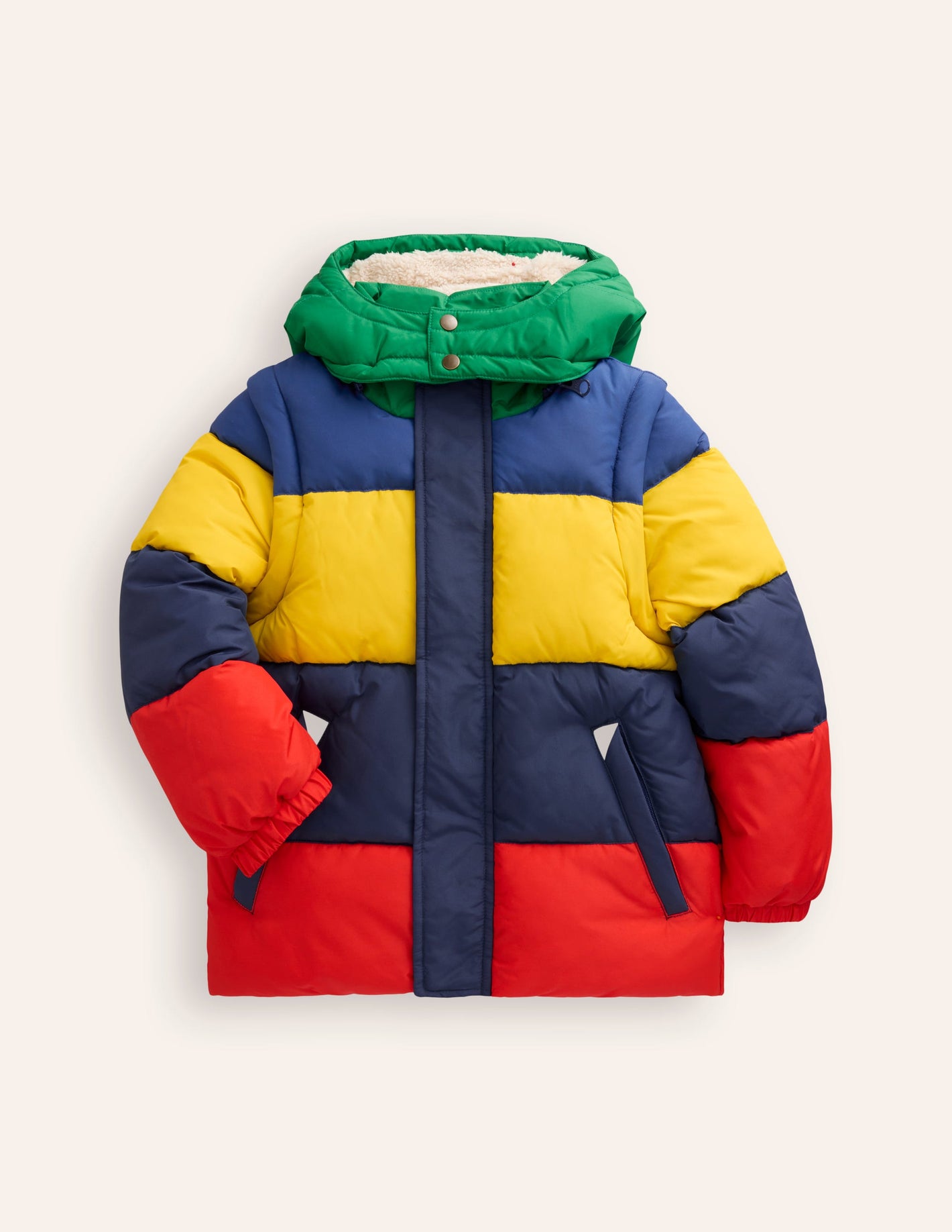 2-in-1 Puffer Coat-Multi Stripe